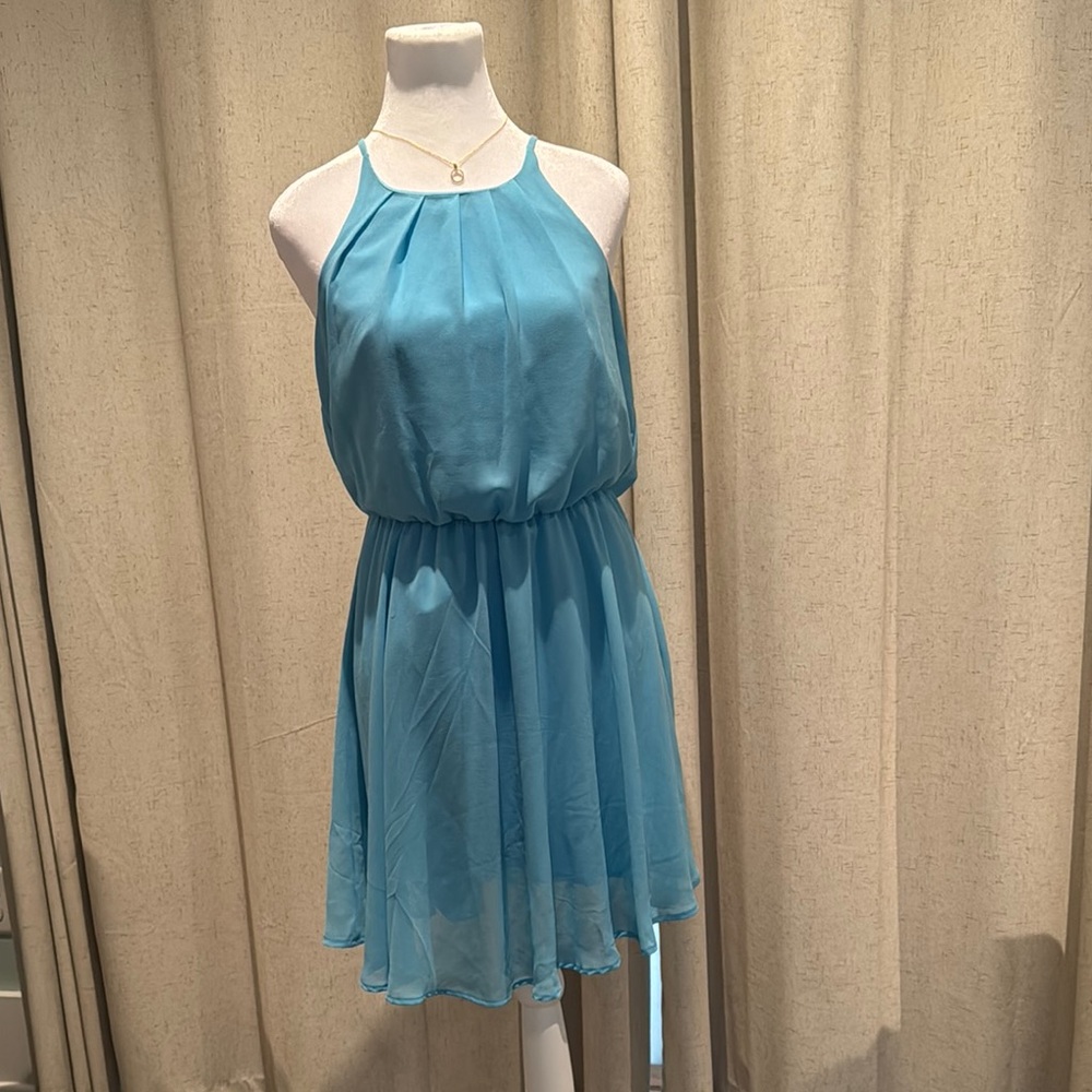 Elegant Blue Halter Dress